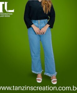 Denim High Waist Elastic Pant (Light Blue)